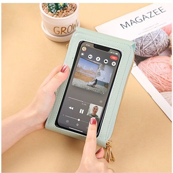 Synthetic Leather Shoulder Bag, Telephone Wallet Cross Bag(Green) - Picture 3 of 14